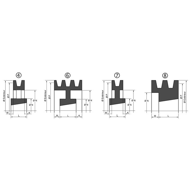 Poulie Veco 2 SPA 250 SC 6545 référence fournisseur 30803076